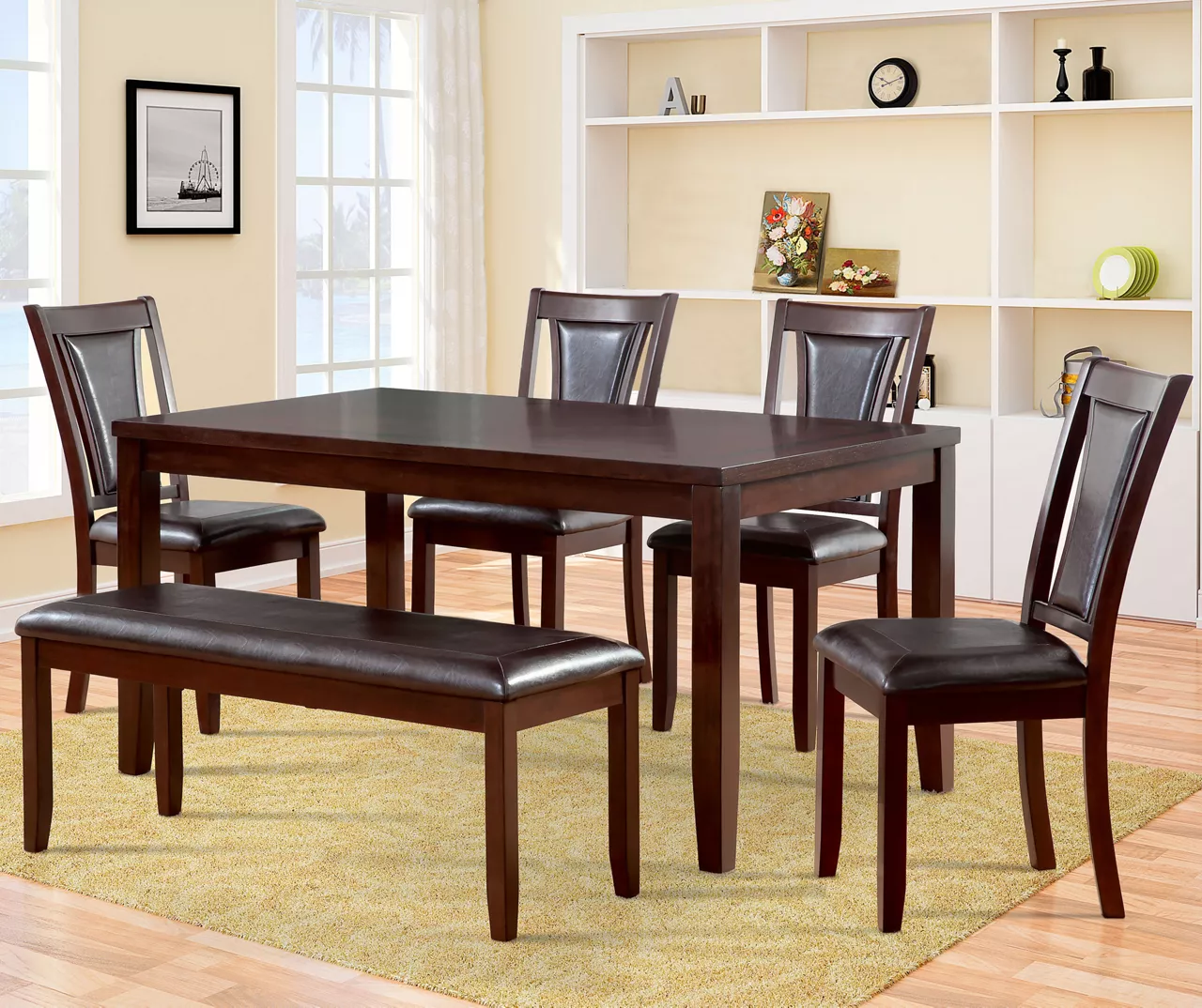 Harlow 6-Piece Padded Dining Set With Bench 4 Harlow 6-Piece Padded Dining Set With Bench - Image 2