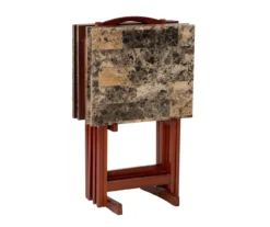 Williams 4-Piece Faux Marble Tray Table Set 20 Williams 4-Piece Faux Marble Tray Table Set -COSCO Store 810386282 A0 5