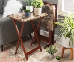 Williams 4-Piece Faux Marble Tray Table Set 22 Williams 4-Piece Faux Marble Tray Table Set -COSCO Store 810386282 A0 7