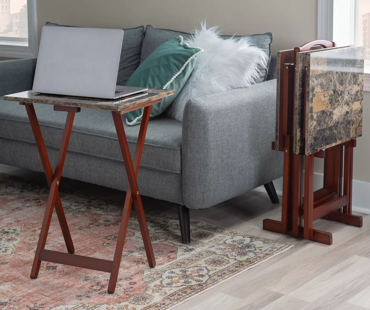 Williams 4-Piece Faux Marble Tray Table Set 12 Williams 4-Piece Faux Marble Tray Table Set - Image 10