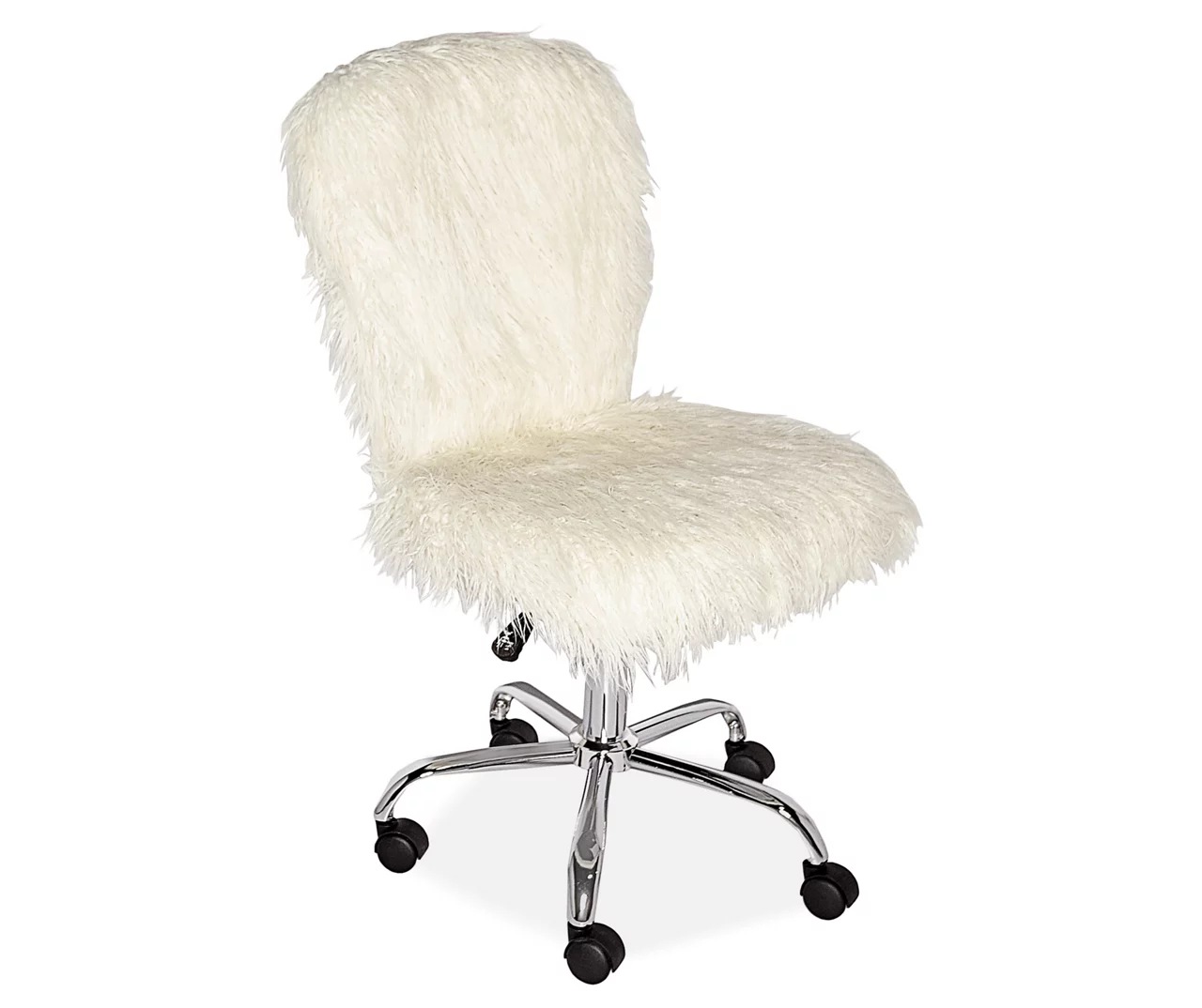 Taylor White Faux Fur Armless Office Chair 3 Taylor White Faux Fur Armless Office Chair