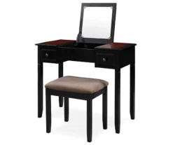 Shirley Black Cherry Mirror Vanity Set With Stool -COSCO Store 810389408 2