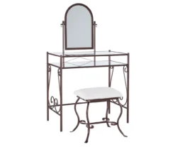 Heather Metal Adjustable Mirror Vanity Set With Stool -COSCO Store 810389409 A0 1