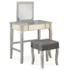 Betty Silver Mirror Vanity Set With Stool -COSCO Store 810389504 1