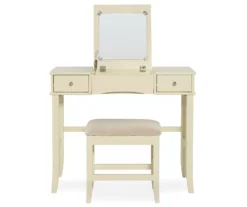 Caroline Cream Mirror Vanity Set With Stool 11 Caroline Cream Mirror Vanity Set With Stool -COSCO Store 810389506 3