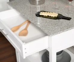 White Double Door Kitchen Cart With Granite Top -COSCO Store 810389516 3