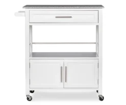 White Double Door Kitchen Cart With Granite Top -COSCO Store 810389516 5