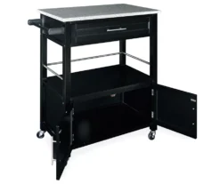Black Double Door Kitchen Cart With Granite Top 7 Black Double Door Kitchen Cart With Granite Top -COSCO Store 810389517 2