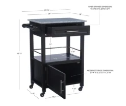 Ree Black Granite Top Kitchen Cart With Storage -COSCO Store 810389519 D8 10