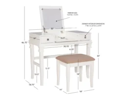 Martha Mirror Vanity Set With Stool -COSCO Store 810389524 A8