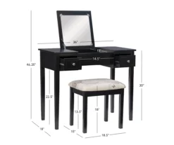 Black Butterfly Mirror Vanity Set With Stool -COSCO Store 810389539 A8