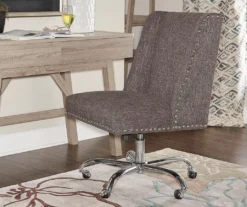 Charcoal Gray Square Back Office Chair With Nailhead Trim -COSCO Store 810389623 1