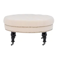 Claire Cream Round French Country Ottoman -COSCO Store 810389634 5