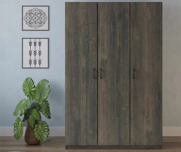Rodeo Weathered Oak 3-Door Wardrobe 4 Rodeo Weathered Oak 3-Door Wardrobe - Image 2