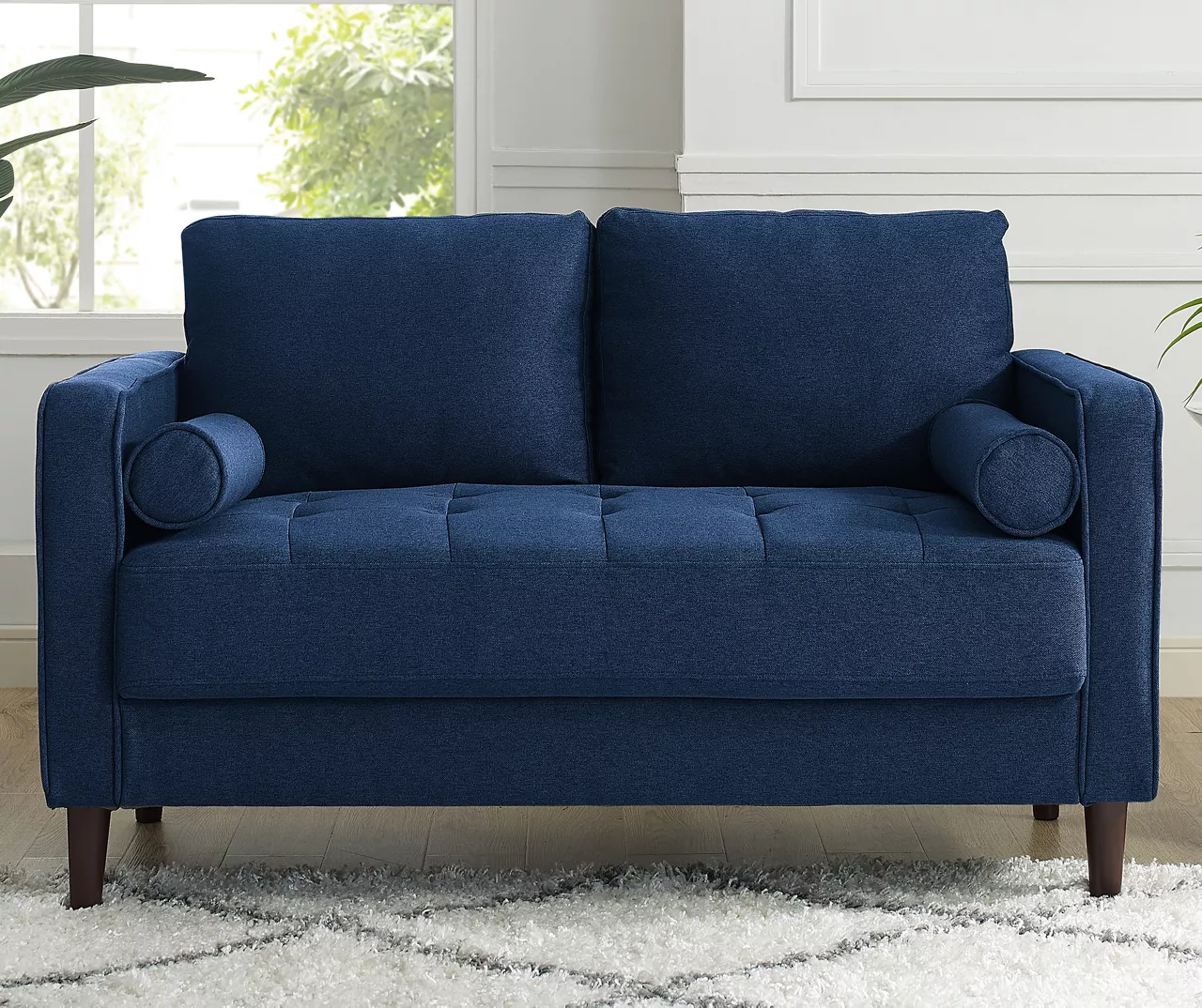 Lillith Navy Blue Mid-Century Loveseat 2 Lillith Navy Blue Mid-Century Loveseat