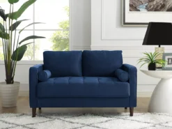 Lillith Navy Blue Mid-Century Loveseat 13 Lillith Navy Blue Mid-Century Loveseat -COSCO Store 810413629 5
