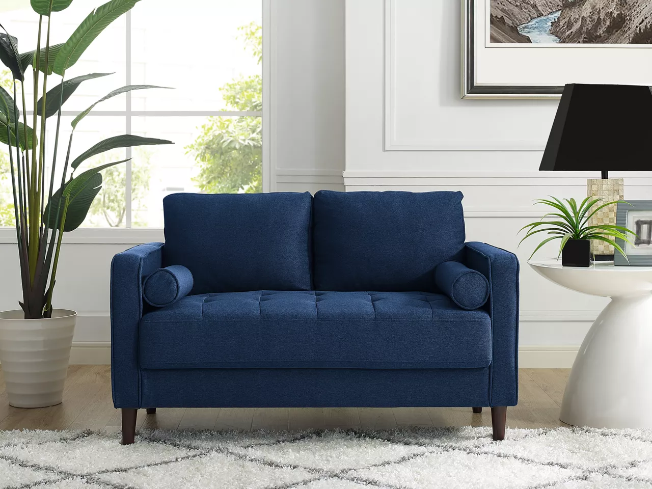 Lillith Navy Blue Mid-Century Loveseat 7 Lillith Navy Blue Mid-Century Loveseat - Image 6