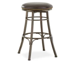 30" Bali Brown Faux Leather Backless Swivel Barstool