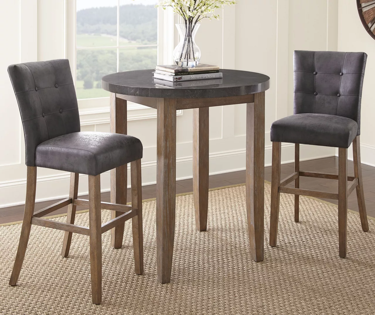 Debby Gray Upholstered Counter Chairs, 2-Pack 4 Debby Gray Upholstered Counter Chairs, 2-Pack - Image 2