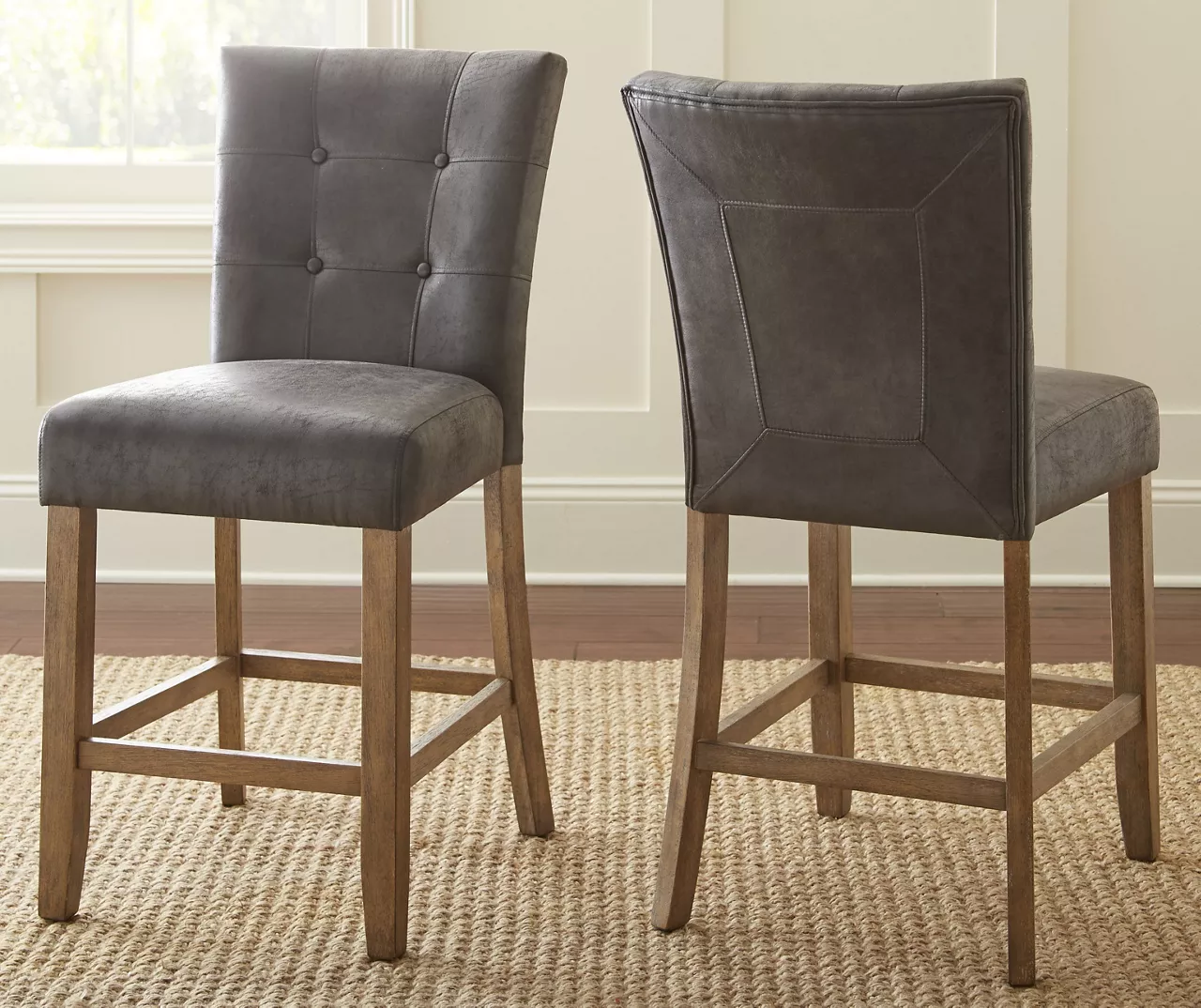 Debby Gray Upholstered Counter Chairs, 2-Pack 3 Debby Gray Upholstered Counter Chairs, 2-Pack