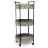 Whitewash Round Metal Tray 3-Tier Rolling Cart -COSCO Store 810450733 2