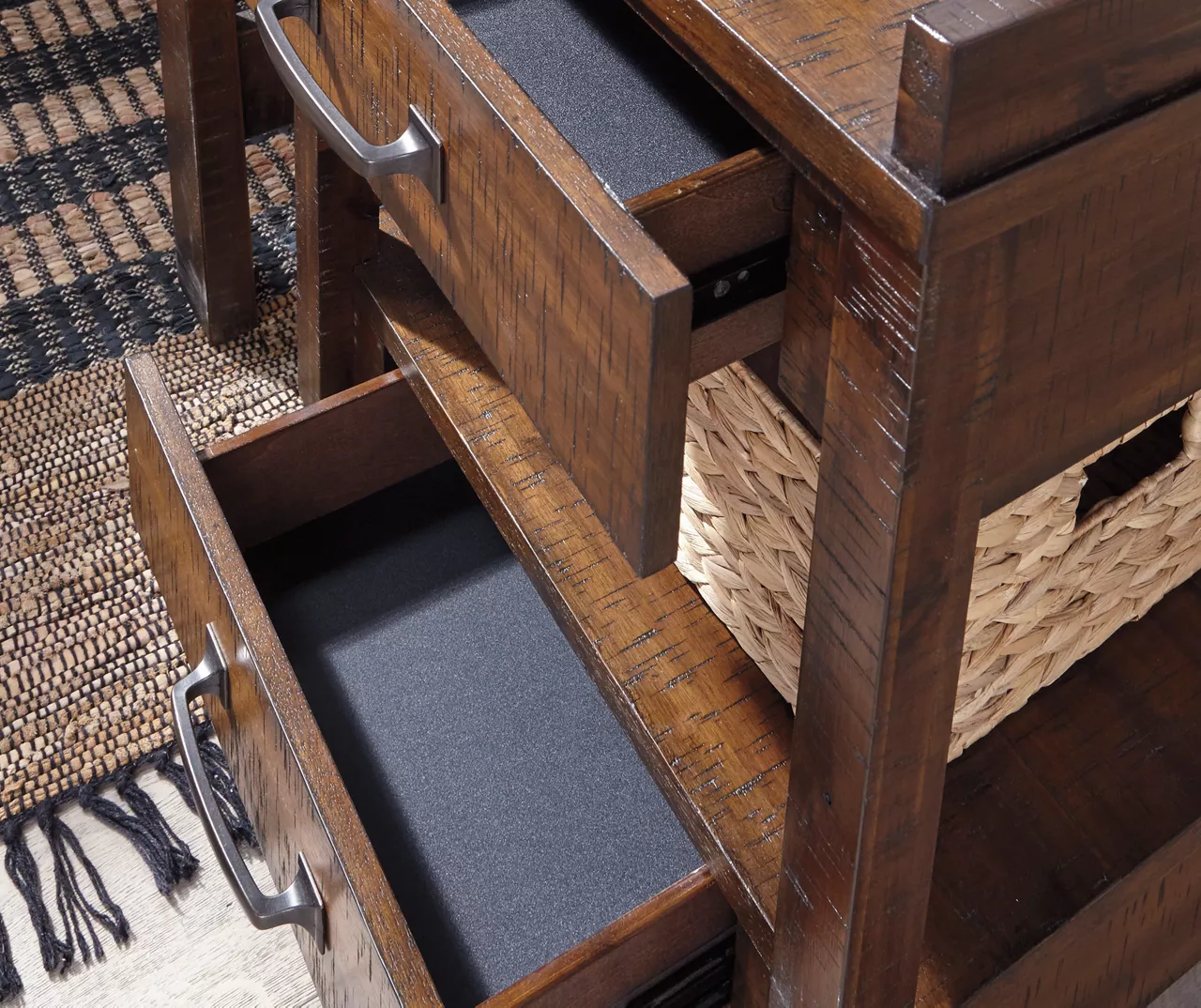 Baldridge Rustic Brown 2-Drawer Rolling Printer Stand 4 Baldridge Rustic Brown 2-Drawer Rolling Printer Stand - Image 2