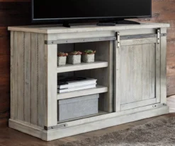 Carynhurst Whitewash Sliding Barn Door TV Stand 8 Carynhurst Whitewash Sliding Barn Door TV Stand -COSCO Store 810458282