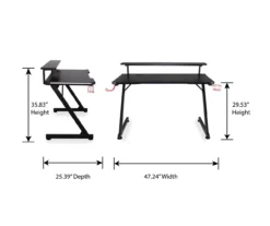 Black LED Gaming Desk With Riser -COSCO Store 810499569 10