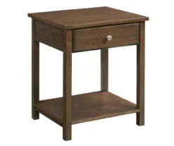 Walnut Nightstand With USB Ports & Power Outlets