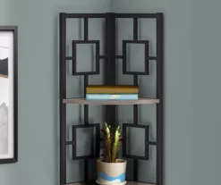 Dark Taupe Square 4-Shelf Corner Bookcase -COSCO Store 810512904 4