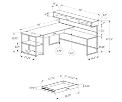 Dark Taupe & Black L-Shaped Corner Desk -COSCO Store 810512936 3