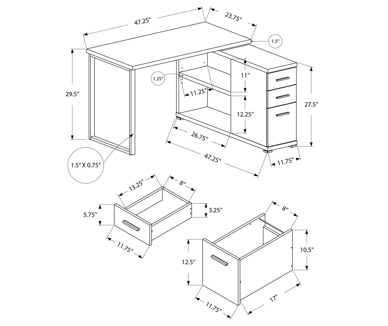 White Reversible L-Shaped Corner Desk 5 White Reversible L-Shaped Corner Desk - Image 3