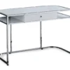White & Silver Chrome Office Desk
