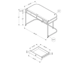 White & Silver Chrome Office Desk -COSCO Store 810512954 3