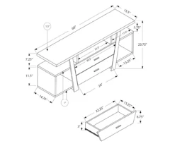 60" Espresso 2-Drawer TV Stand -COSCO Store 810512982 3
