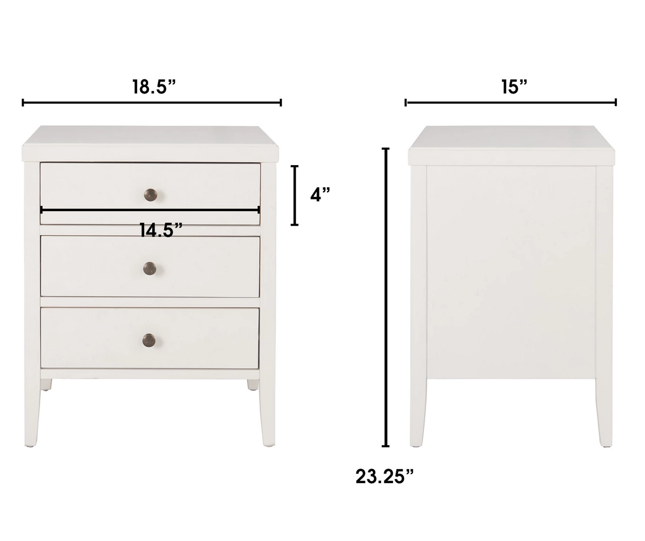 White Finley Wood 3-Drawer Nightstand 9 White Finley Wood 3-Drawer Nightstand - Image 7