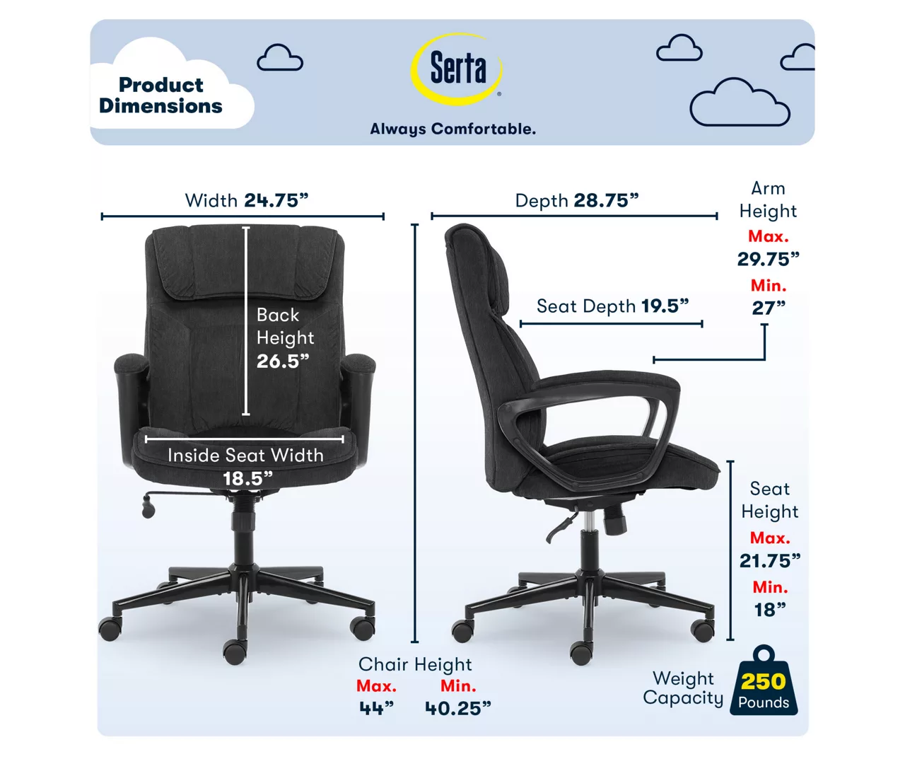 Hannah Charcoal Gray Microfiber Office Chair 14 Hannah Charcoal Gray Microfiber Office Chair - Image 12