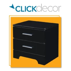 Black Hudson 2-Drawer Wood Nightstand -COSCO Store 810513557