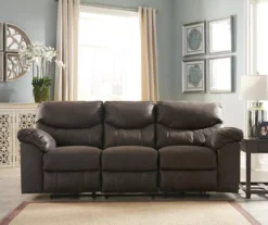 Boxberg Teak Faux Leather Reclining Sofa -COSCO Store 810519659 2