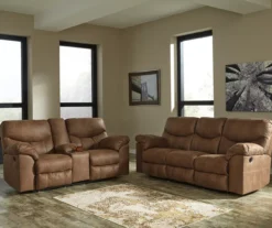 Boxberg Bark Faux Leather Reclining Console Loveseat -COSCO Store 810519664 810519667