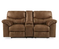 Boxberg Bark Faux Leather Reclining Console Loveseat