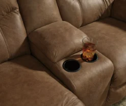 Boxberg Bark Faux Leather Reclining Console Loveseat -COSCO Store 810519667 3