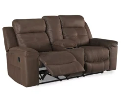 Jesolo Coffee Brown Reclining Console Loveseat -COSCO Store 810519673 1