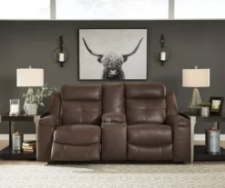 Jesolo Coffee Brown Reclining Console Loveseat -COSCO Store 810519673 2