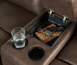 Jesolo Coffee Brown Reclining Console Loveseat -COSCO Store 810519673 3