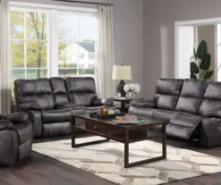 New Albany Dark Graphite Leather Look Micro Suede Swivel Reclining Glider -COSCO Store 810519941 10