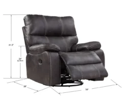 New Albany Dark Graphite Leather Look Micro Suede Swivel Reclining Glider -COSCO Store 810519941 4