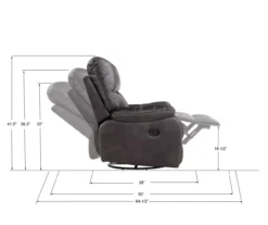 New Albany Dark Graphite Leather Look Micro Suede Swivel Reclining Glider -COSCO Store 810519941 5