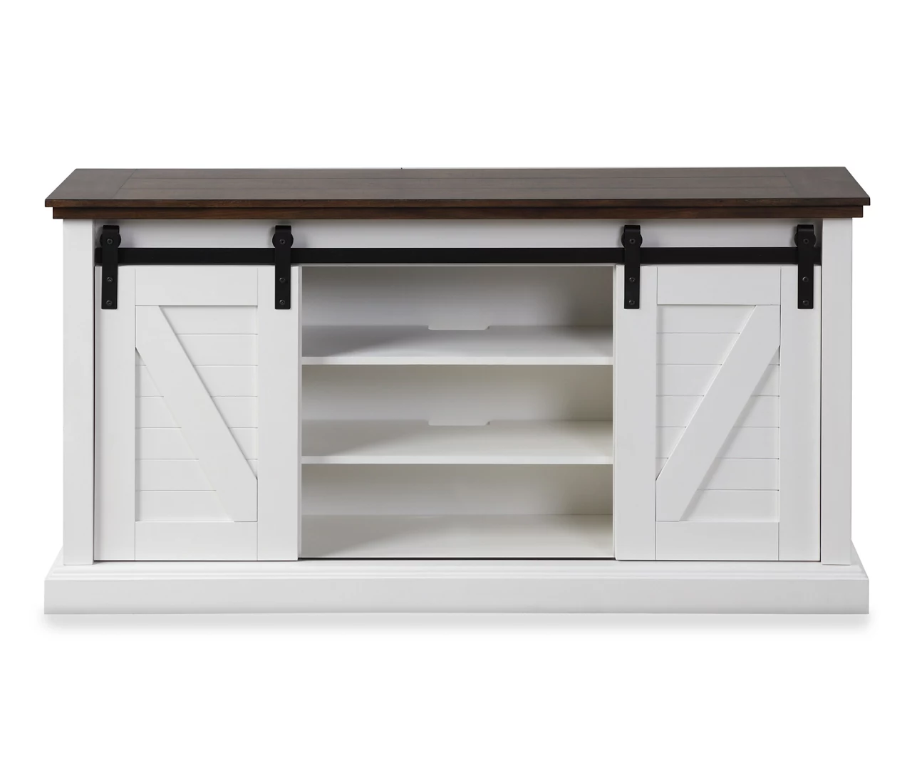 60" Dark Brown & White Barn Door TV Stand 4 60" Dark Brown & White Barn Door TV Stand - Image 2