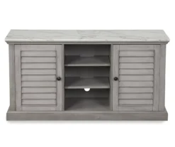52" Faux Marble Shutter Door TV Stand